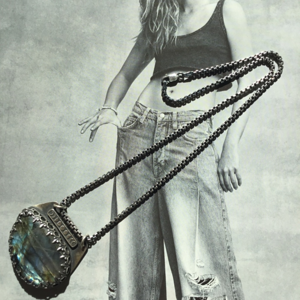 Danielle Rosebean (Etsy) Labradorite & Oxidized Sterling Silver Necklace: NWOT!